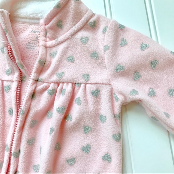 •Carter’s• pink heart fleece sleeper - Picture 5 of 5